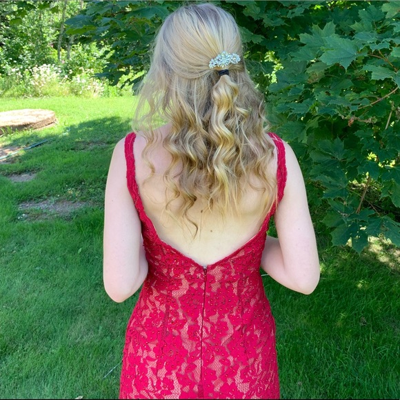 Chester & Felicity Red Sparkly Mermaid Prom Dress - Picture 2 of 8